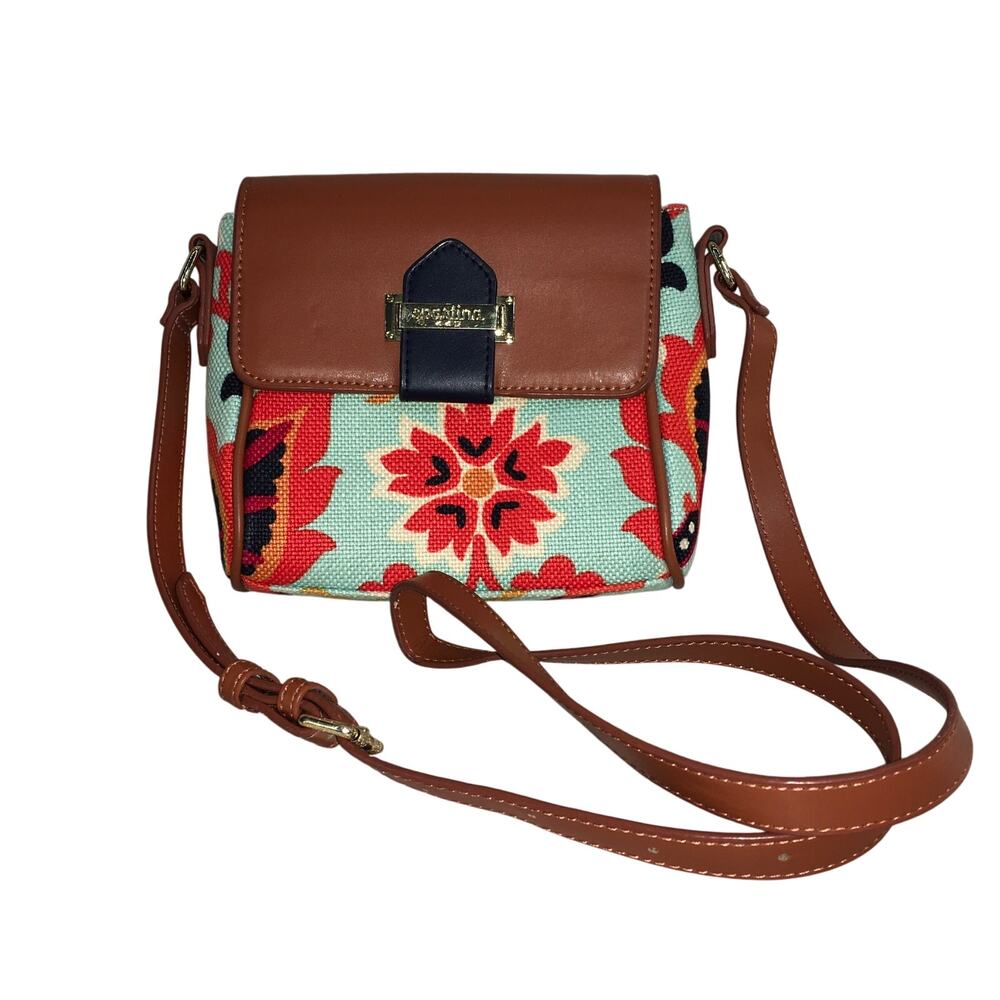 Spartina 449 Floral Linen & Leather Crossbody Bag Daufuskie Island Coastal Boho